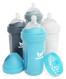 Herobility Double Anti-Colic Baby Bottles - 8.5 fl oz/240ml - 4-Pack - Multicolor - White, Gray, Iron Blue, Blue