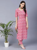 Gosriki Women'S Cotton Blend Printed Straight Kurta With Pant Pack Of 2 (Combo-Azrak-Batakli-Gs_Xl_Multi_X-Large) Multicolour,Multicolour,,B0CM9JPNR3