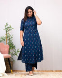 Gosriki Women'S Rayon Viscose A-Line Printed Kurta With Pant (Vibha Blue-Gs_Xl_Blue_X-Large),Blue,,B0F48XXXJ2