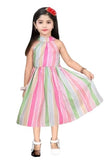 Stylish Girls Dress, Multicolored Stripes, ALine Sleeveless Halter, Above Knee, Summer, With Headband (In, Age, 6 Years, 7 Year