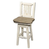 Montana Woodworks Homestead Collection Counter Height Barstool With Back & Swivel, Buckskin Upholstery, Clear Lacquer Finish