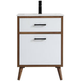 Elegant Decor Boise 24 Porcelain Top Bathroom Vanity In Matte White