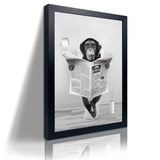 Funny Monkey Framed Wall Art in Bathtub,Black and White Canvas Monkey Wall Art Prints Farmhouse Bathroom Decor,Humor Animals Bat