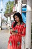 Gosriki Women'S Rayon Viscose Straight Printed Kurta With Pant (Gadugi Red-Gs_L_Red_Large),Red,,B0DRZNF8S2