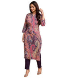 Anni Designer Women'S Rayon Blend Straight Printed Kurta With Pant (Mandi Wine_S_Wine_Small),Wine,S