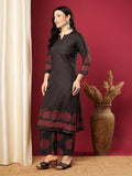 Gosriki Women'S Rayon Viscose Straight Printed Kurta With Pant (Ramkund Black-Vks03-Gs_Xl_Black_X-Large),Black,,B0F13SBF3Q