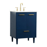 Elegant Decor Baldwin 24 Solid Wood And Mdf Bathroom Vanity In Blue
