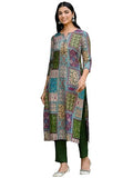 Anni Designer Women'S Rayon Blend Straight Printed Kurta With Pant (Nimmi Green_Xxl_Green_Xx-Large),Green,2XL