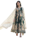 Wedani Women'S Georgette Anarkali Kurta Set With Floral Print (In Alpha L Regular Green),GREEN,L