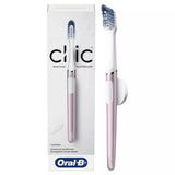 OralB Clic Manual Toothbrush, Rose Quartz, with Magnetic Toothbrush Holder 1 Count