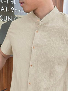 Toplot Men'S Solid Regular Fit Shirt (Popcorn-Mandarin-5210-Cream-S_Cream,Cream,,B0DK534QNB