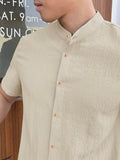 Toplot Men'S Solid Regular Fit Shirt (Popcorn-Mandarin-5210-Cream-S_Cream,Cream,,B0DK534QNB