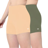 Xjarvis Lucia Shorts For Women Stretchable Yoga Shorts Soft Squat-Proof & Breathable Cycling Running For Skin Fit Tights & Gym Short Pack Of 2 (Skin Olive L),Pack of 2 - Skin/Oli,,B0DZHCYHQK