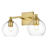Living District Foster 2-Light Iron & Glass Bath Sconce In Brass/Clear