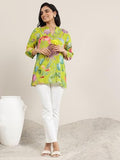 Libas Women'S Silk Blend Printed Straight Tunic Shirt (98193_Green_L)