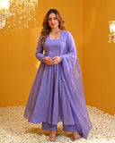 Gosriki Women'S Rayon Viscose Solid Anarkali Kurta With Pant & Dupatta (Tuntun Blue-Gs_S_Blue_Small),Blue,,B0DRZLB85R