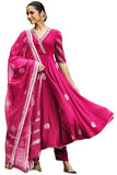 Gosriki Women'S Rayon Blend Anarkali Printed Kurta With Pant & Dupatta (Berlin Pink-Vks01-Gs_Xxl_Pink_Xx-Large),Pink,2,B0DFCHWPLJ