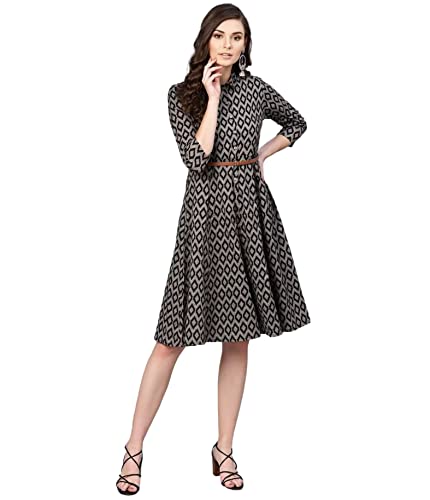 Gosriki Women'S Viscose Rayon A-Line Printed Kurta (11-Inshan-Black-Nw_S-Gs_Black_Small),Black,,B0C3J15L2H