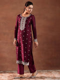 Libas Women'S Silk Blend Kurta Set (49218 Maroon 2Xl