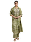 Libas Women'S Silk Blend Kurta Set (400328_Green_Xl)