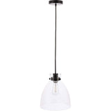 Living District Frey 1-Light Mid-Century Metal Pendant In Black And Clear Glass