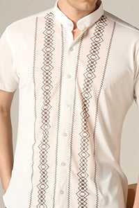 Toplot Men'S Causal Shirt With Short Sleeve & Geometric Print (Mens-Geo-Shirt-5096-Brown-M),Brown,,B0BZMJML21