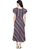 Oomph! Women'S Crepe A-Line Maxi Dress - Multi Multicolour,Multicolour,Multicolour,Xl
