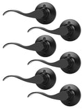 Mengico 6 Pack Modern Door Handle,Black Door Lever Lock,Interior Door Handles Left Handled Dummy Levers,Dummy Door Handles