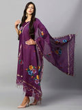 Anni Designer Women'S Cotton Blend Straight Printed Kurta With Pant & Dupatta (Tank Violet-Nw_M_Violet_Medium),Violet,M,Cotton Blend,Straight,Dupatta