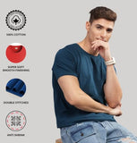 ADRO T Shirts Pack of 3 Mens Tshirts Cotton T Shirts for Men Pack of 3 T Shirts Regular fit Tshirts Combo T Shirts Solid Tshirt for Men | RCM3-PLN-PU-SB-PT-M,Purple,Teal,Pista