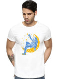 Adro Astronaut Graphic Design Mens Printed T-Shirts (Rnr-M-Moon-Wh_White_M)