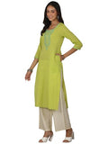 Libas Women'S Cotton Printed Straight Kurta (37225_Green