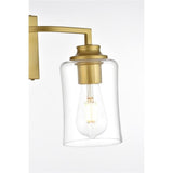Living District Ronnie 2-Light Iron & Glass Bath Sconce In Brass/Clear