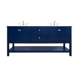 Elegant Decor Metropolis 72 Solid Wood And Metal Single Bathroom Vanity In Blue