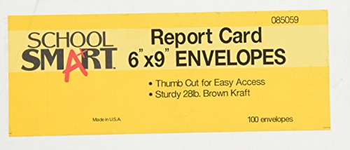 School Smart Report Card Envelope, 28 Lb, 6 X 9 Inch, Kraft, Pack Of 100