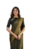 Flosive Womens Kanjivaram Silk Saree With Handloom Weaving Work With Blouse (BLACK)