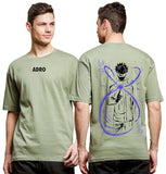 ADRO Oversize T Shirt for Men | Drop Shoulder Cotton T Shirt | Anime Oversize T-Shirt | Luffy T Shirt Gear 5| Trendy Front and Back Printed T Shirt|OVR24-L1-ANI-OL-XL Olive,Olive
