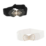 Style Shoes Women Cotton Waist Belts | Elastic Stretchy Wide Belts For Dress, Coat, Jumpsuit | Combo Pack Of 2 (White And Black)
