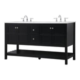 Elegant Decor Theo 60 Steel And Solid Wood Single Bathroom Vanity In Black