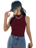 Kotty Women'S Slim Fit Sleeveles Ribbed T-Shirt(Red,S)