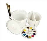 Creative Mark Dupre Water Bucket Basin with Palette and Lid Dual Compartments & Slotted for Holding Brushes, Deep Well Paint P