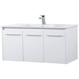 Elegant Decor Rasina 40 Single Porcelain Top Floating Bathroom Vanity In White