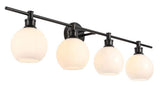 Living District Indoor Modern Home Decorative Bright Ceiling Collier 4 Light Black And Frosted White Glass Wall Sconce