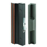 Slide-Co 141752 Sliding Patio Door Handle Set, 4-15/16 In., Extruded Aluminum, Hook Latch, Black W/Wood Grain