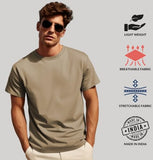 ADRO T Shirts Pack of 2 Mens Tshirts Cotton T Shirts for Men Tshirt T-Shirts Combo T Shirts Tshirts for Men Plain Solid Tshirts Beige Pista Tshirt for Men RCM2-PLN-BE-PT-L,Beige,Pista
