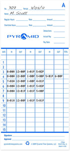 Pyramid Time Systems Attendance Cards For Time Clock Models 2500/2600/2650, 1000 Per Pack