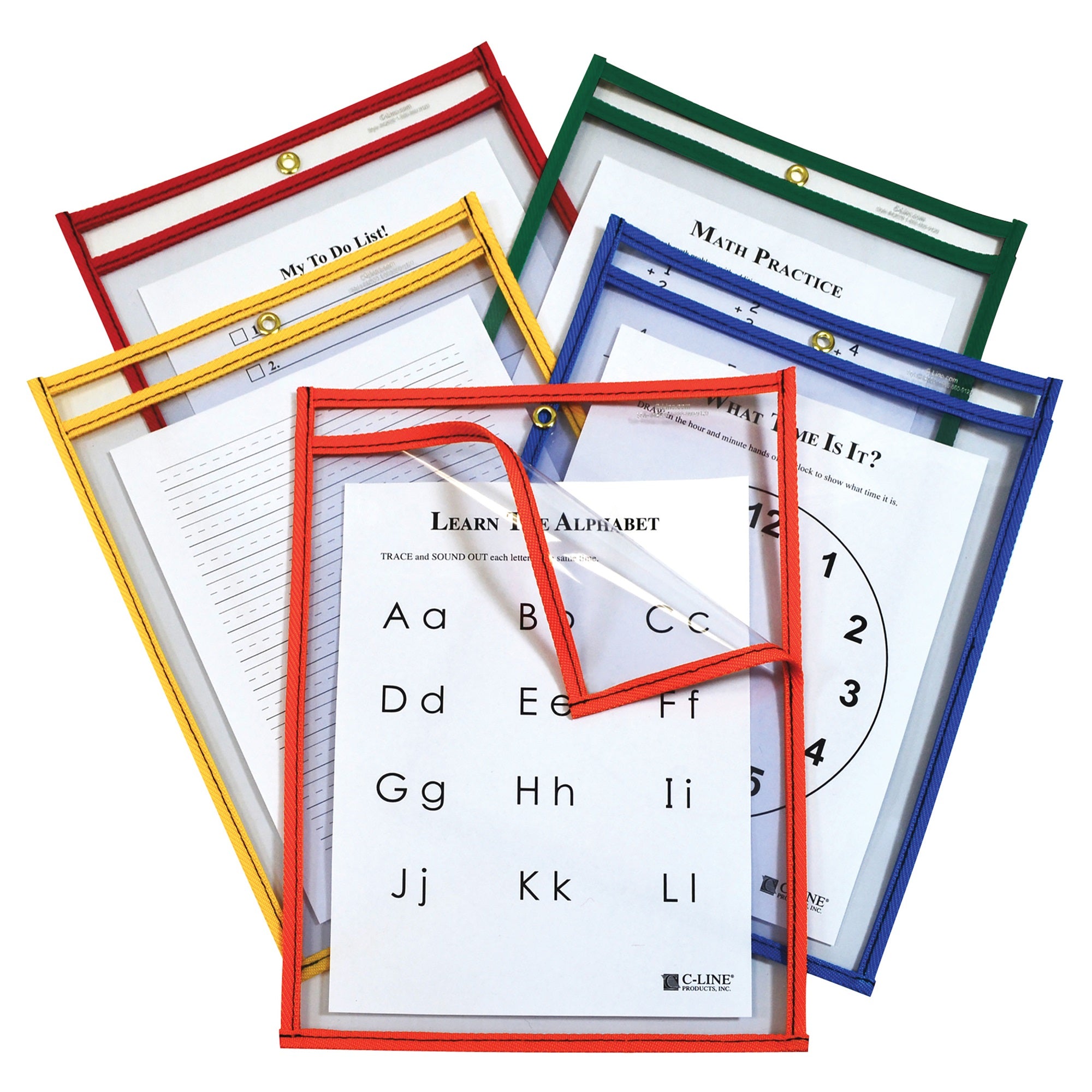 Super Heavyweight Plus Dry Erase Pockets, Assorted Primary Colors, 9 X 12, 25/Bx, 42620