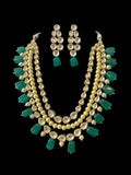 DNS199 Leila high quality ac kundan necklace with earrings in green ( READY TO SHIP )