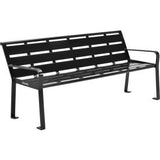 Global Industrial 6 Outdoor Horizontal Steel Slat Park Bench W/ Back Black