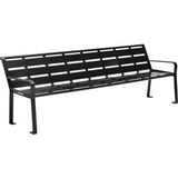 Global Industrial 8 Outdoor Horizontal Steel Slat Park Bench W/ Back Black